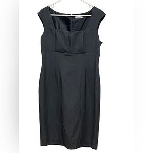 Calvin Klein sheath dress square neck pleated bust sleeveless charcoal size 12